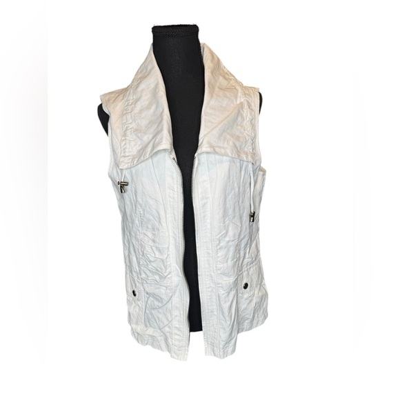 TRIBAL White Sleeveless Utility Vest 10 Lightweight Zip-Up Layering Jacket F141 - Picture 1 of 8